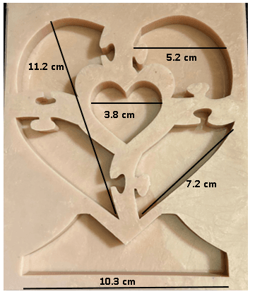 molde corazon rompecabezas con base ref. 290