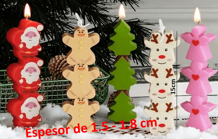 Molde de silicona Velas Navidad 5 diseños